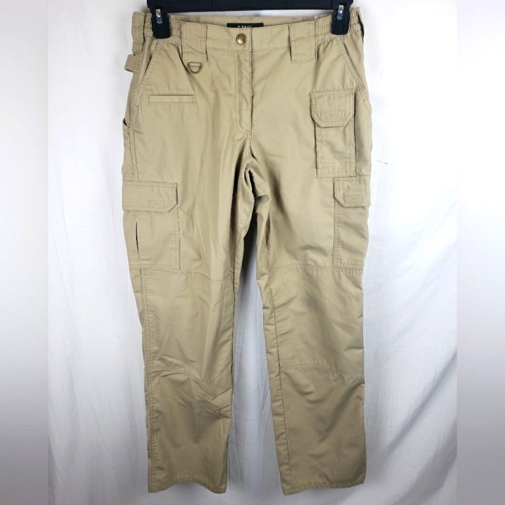 5.11 Tactical Tan Cargo Pants With Elastic Waist and Multi Pockets Sz 10